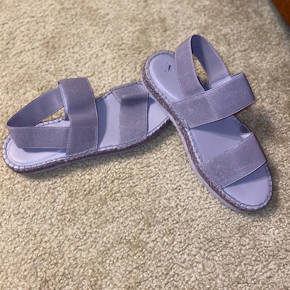 purple platform sandals